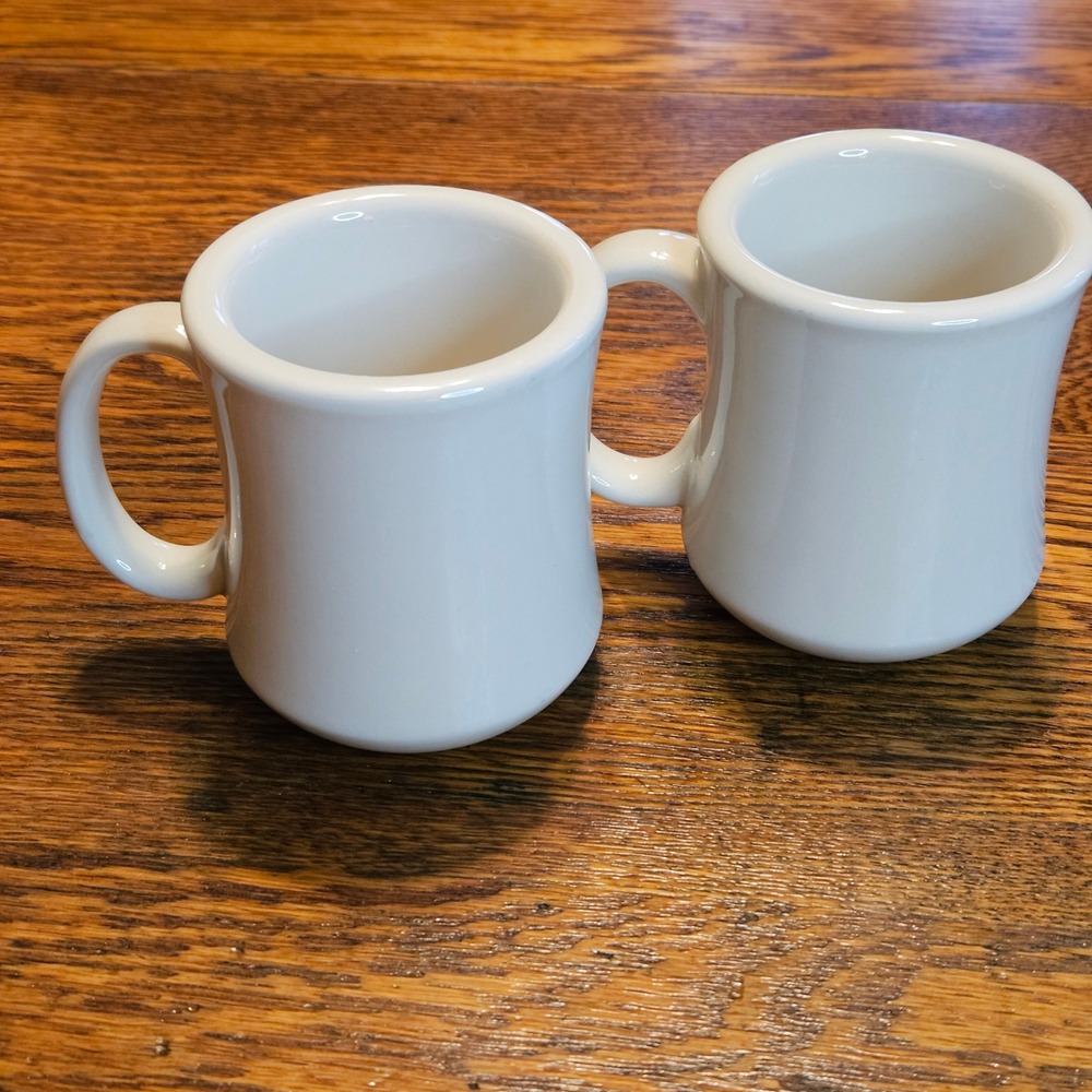 Ultima China World Tableware White Diner Coffee Mugs Set of 2 Cream 8 Oz - Picture 3 of 5